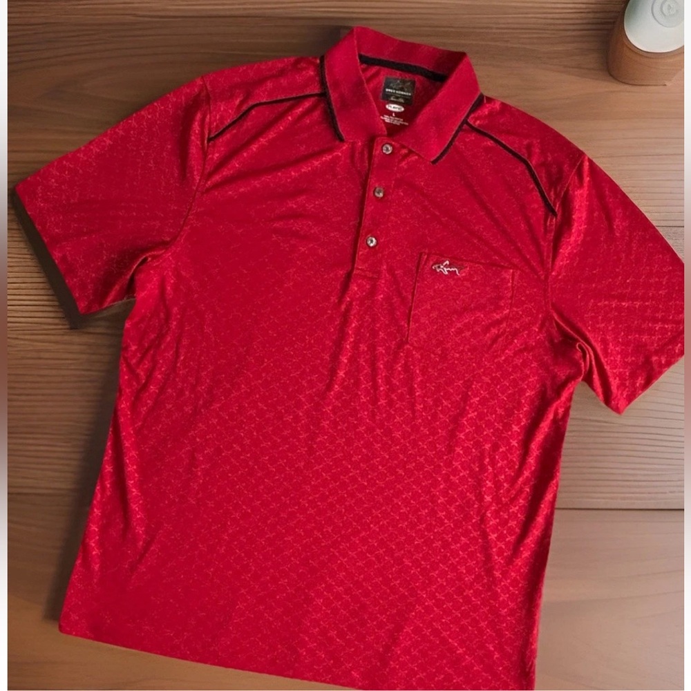 Greg Norman Men’s Play Dry Golf Polo Shirts Red Large